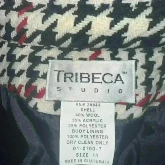 Tribeca Studio Houndstooth Coat Wool Blend Button Up Jacket - Picture 8 of 8